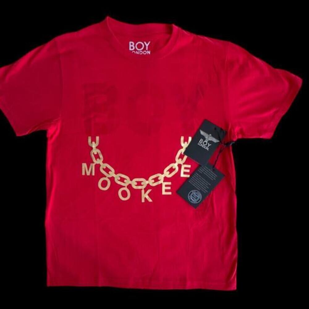 NWT Rare Boy London RED Chains Mookee T-Shirt UK Gay Punk Streetwear Size Med